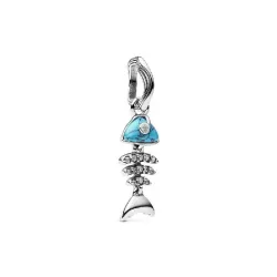 Charm Pandora peix plata zircon imitacio turquesa - 793894C01