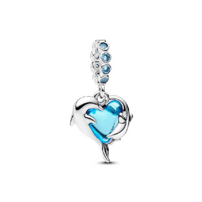 Charm Pandora plata delfin murano azul - 793924C01