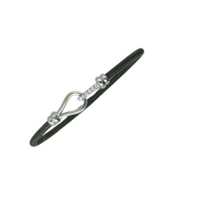 Polsera or blanc 18k brill-0.09k cable acer negre - V-3567/PU/2