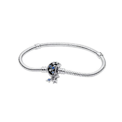 Pulsera Pandora plata cierre luna y estrellas circon azul - 592819C01