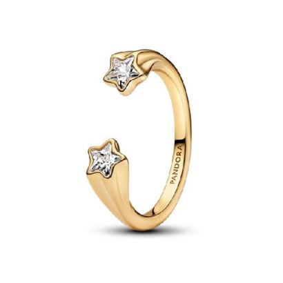 Anillo Pandora plata 14k gold plated estrellas circon - 163582C01