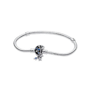 Pulsera Pandora plata cierre luna y estrellas circon azul - 592819C01-19