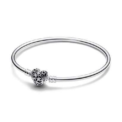 Pulsera Pandora plata cierre corazon calado circon - 593400C01-17