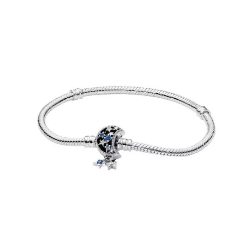 Polsera plata Pandora tanca lluna i estrelles zircon blau - 592819C01