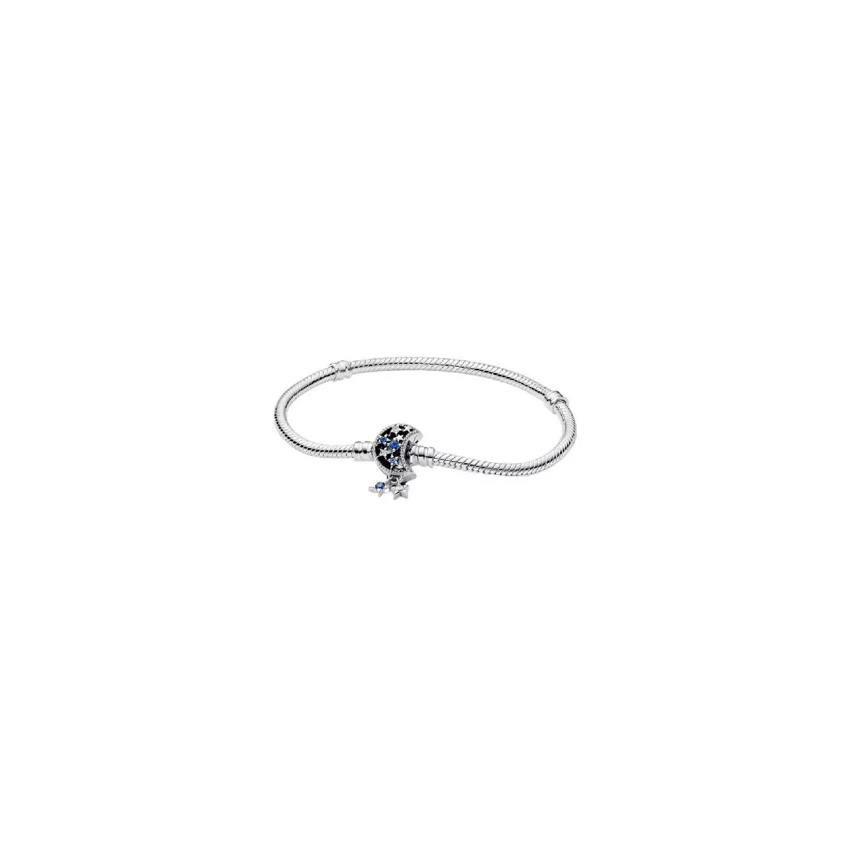 Polsera plata Pandora tanca lluna i estrelles zircon blau - 592819C01