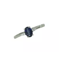 Anell or blanc 4 brillants safir blau 6x4 - DT493512ZAF