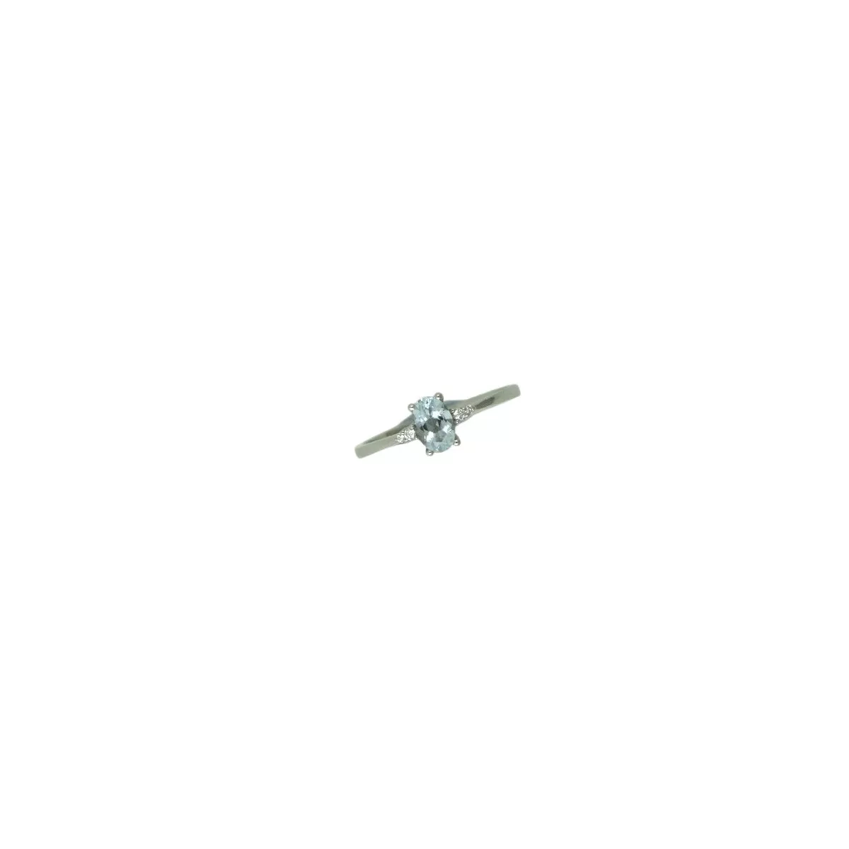 Anell or blanc 4 brillants aigua marina 6x4 - D493512AGM