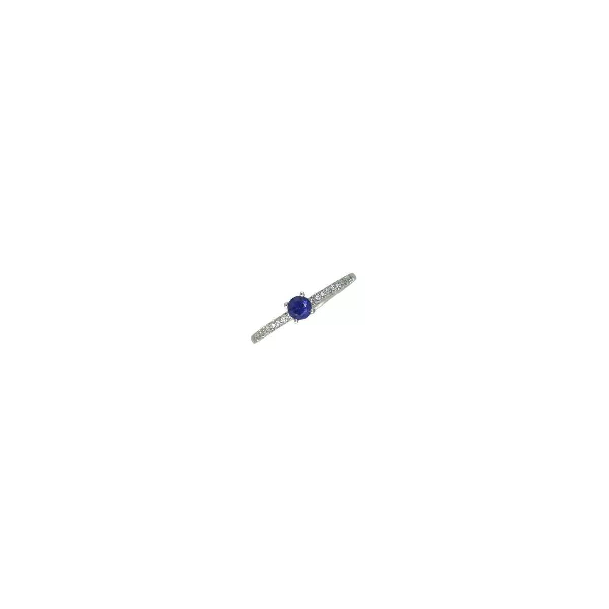 Anell or blanc 18 brillants 0.08k safir blau - DT700212ZAF
