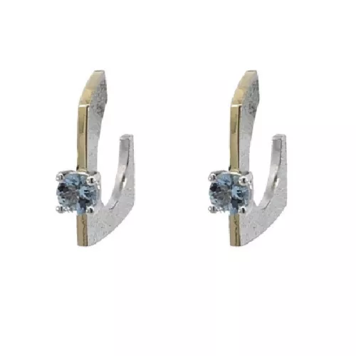 Arracades M.Sarda plata or 18k brillant aiguamarina - 25157