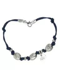 Pulsera de girona plata cordón azul 20cm - AGI00017