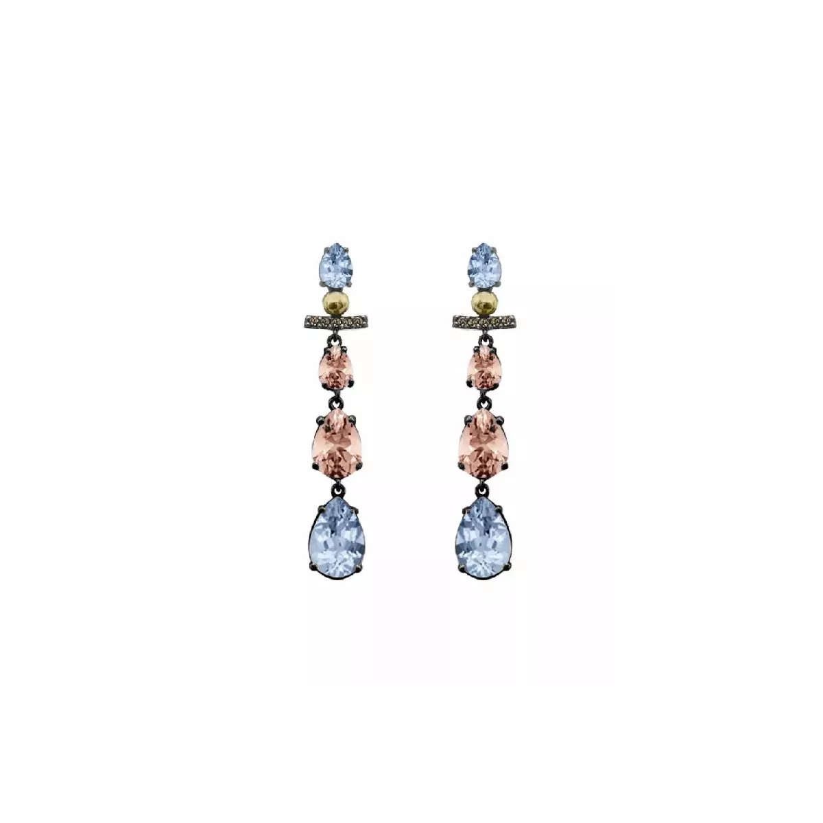 Arracades Bohemme plata-or llargues zircon - 7SAM2503EAM