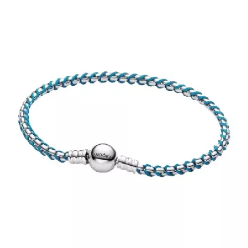 Polsera Pandora plata nylon turquesa - 593816C01