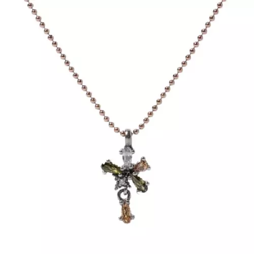 Penjoll Sunfield plata rose zircon amb cadena - CL065002