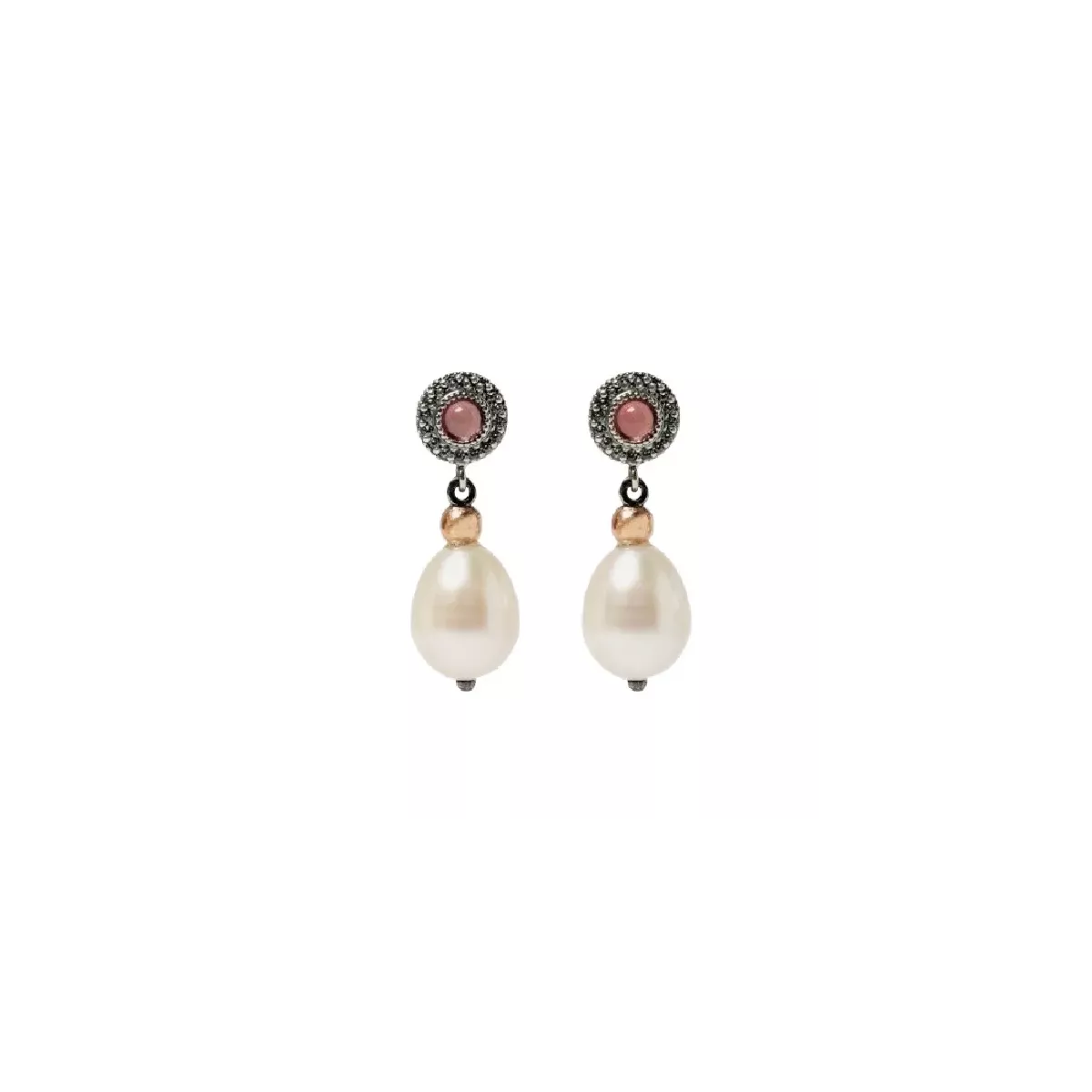 Arracades Sunfield plata perla quars rosa - PE065252/56