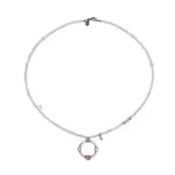 Colgante Sunfield plata circon rosa cadena bolas cuarzo rosa - CL065481/26