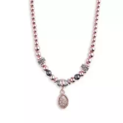Collar Platadepalo boles hematite rose - WN132R