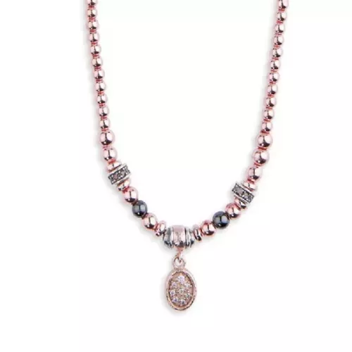 Collar Platadepalo boles hematite rose - WN132R