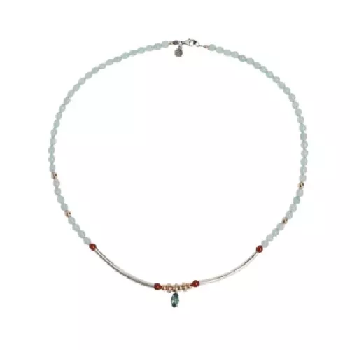 Collar Sunfield plata boles mint - CL065515