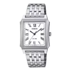 Rellotge Casio quadrat esfera blanca cadena acer - MTP-B190D-7BVE
