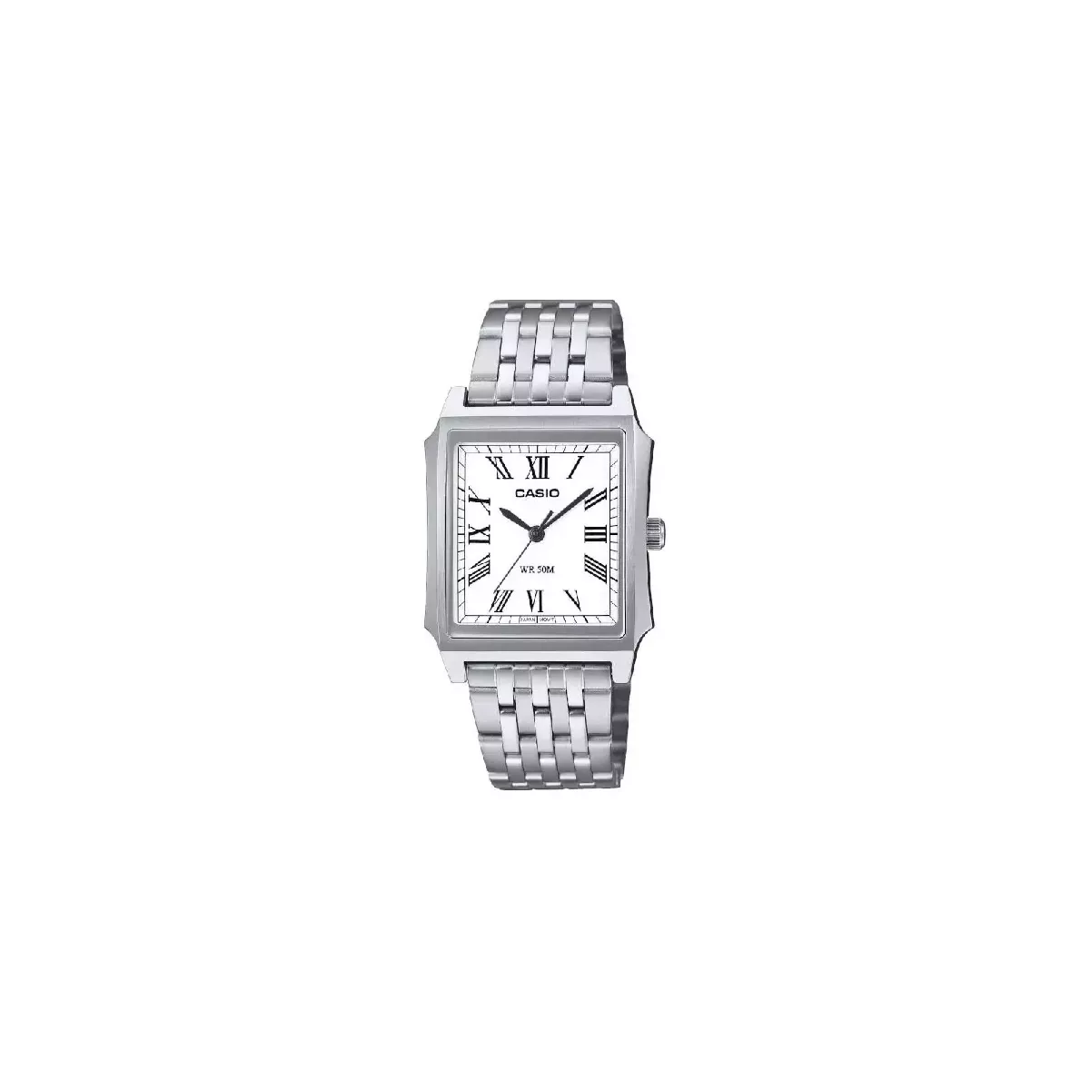 Rellotge Casio quadrat esfera blanca cadena acer - MTP-B190D-7BVE