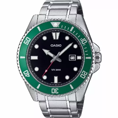 Reloj Casio esfera negra cadena acero - MDV-107D-3AVEF