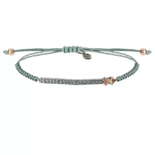 Pulsera Sunfield plata circon nylon azul - PU064684