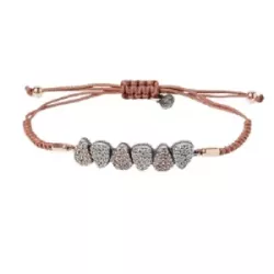 Polsera Sunfield plata rose zircon nylon - PU065082