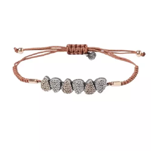 Polsera Sunfield plata rose zircon nylon - PU065082