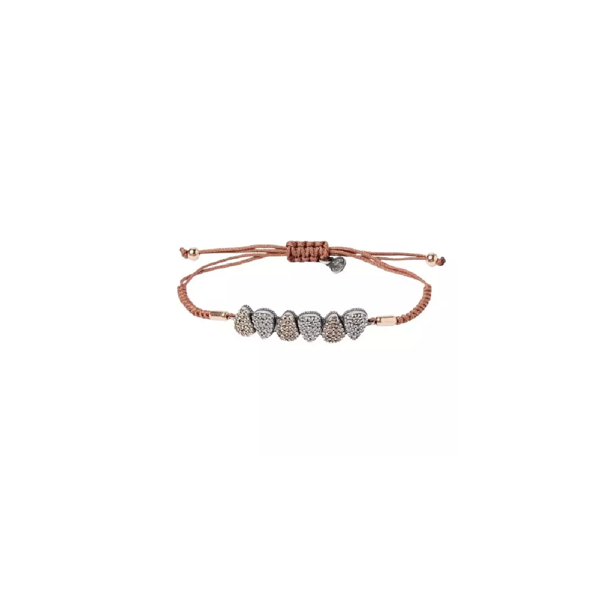 Polsera Sunfield plata rose zircon nylon - PU065082