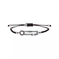 Polsera Sunfield plata zircon nylon rosa - PU065421