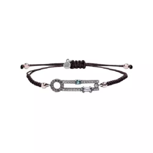 Polsera Sunfield plata zircon nylon rosa - PU065421