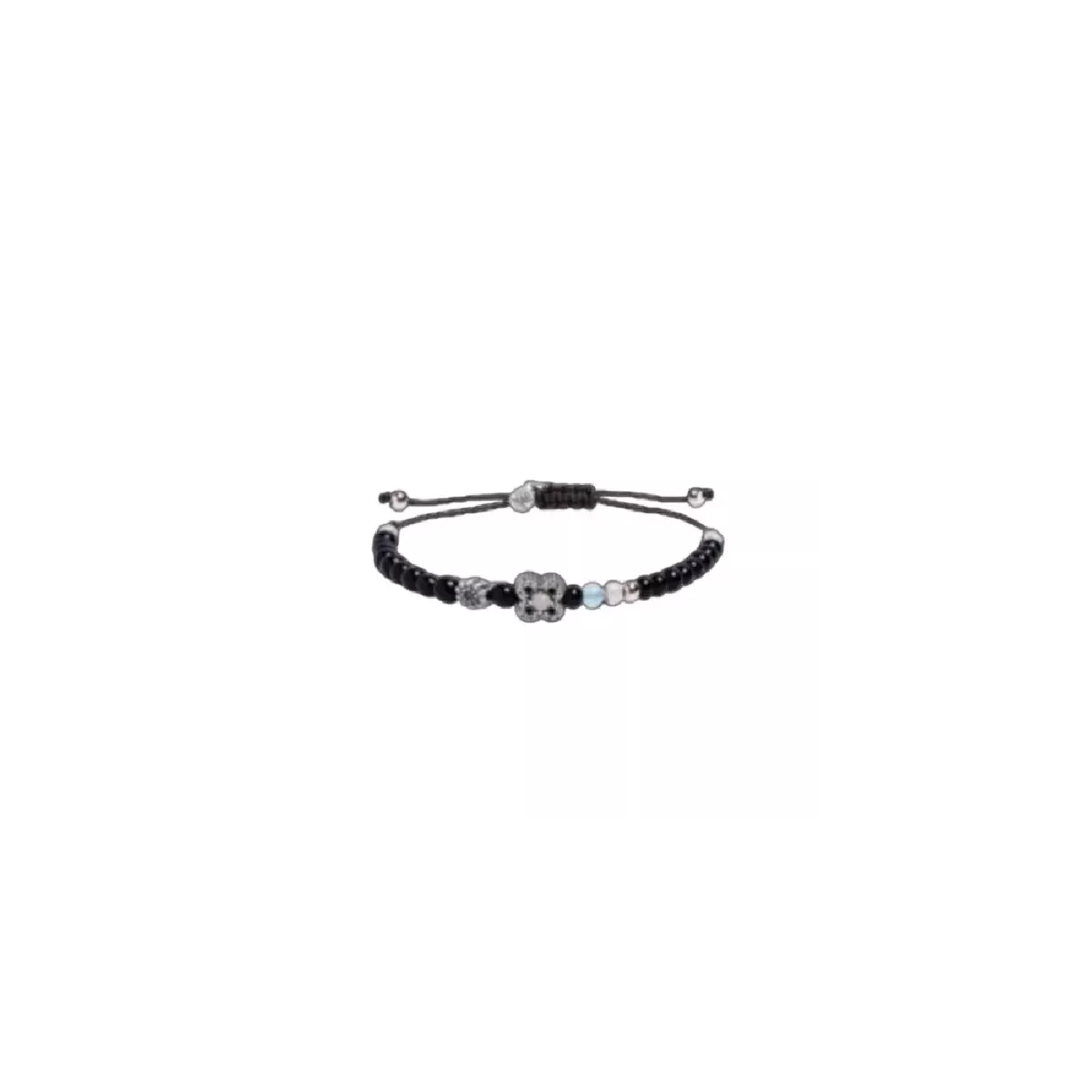 Polsera Sunfield plata flor onix - PU065560