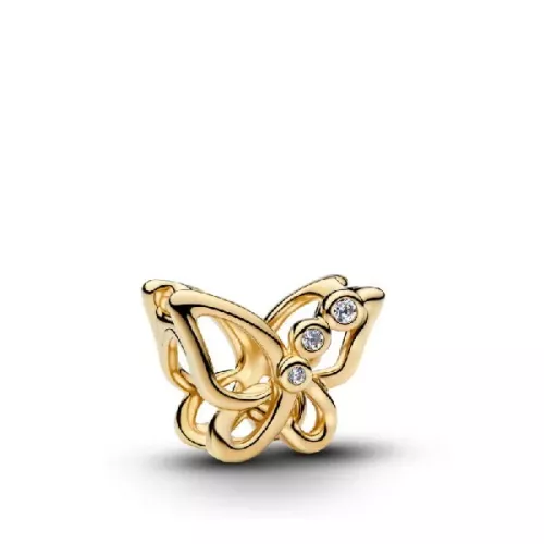 Charm Pandora papallona  plata 14k gold plated zircon - 764369C01