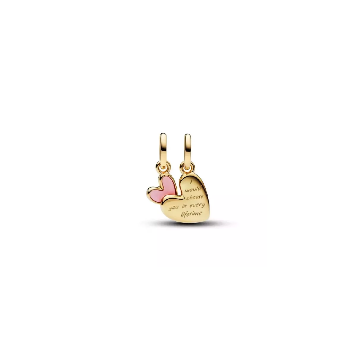 Charm Pandora madre e hija corazon 14k gold plated esmalte rosa  - 763766C01