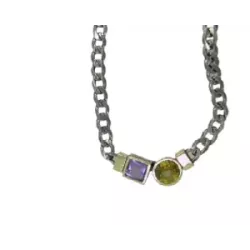 Collar G.Styliano plata y oro amatista y cuarzo whisky - CSP1643