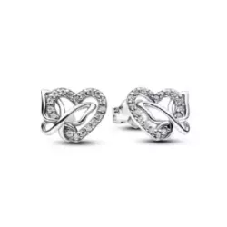 Pendientes Pandora plata circon corazon mariposa - 294476C01