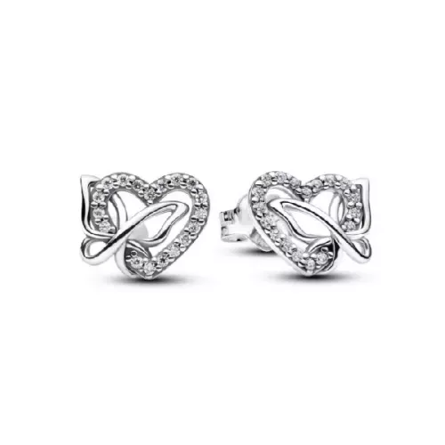 Pendientes Pandora plata circon corazon mariposa - 294476C01