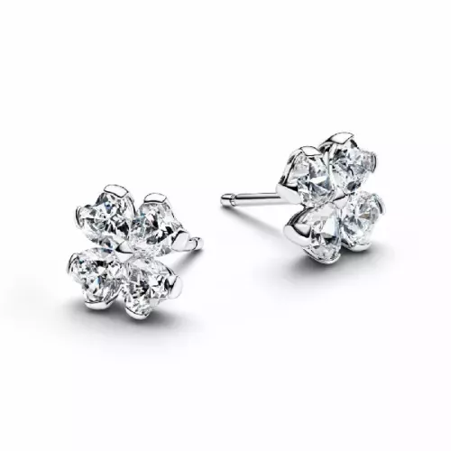 Pendientes Pandora plata flor circon - 294500C01