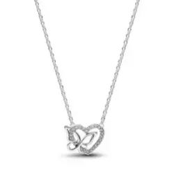 Colgante Pandora plata corazon mariposa circon - 394477C01-45