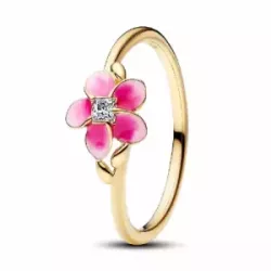 Anell Pandora Disney Vaiana plata 14k gold plated flor esmalt zircon - 163844C01