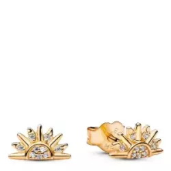 Arracades Pandora sol plata 14k gold plated zircon - 264627C01