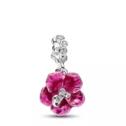Charm Pandora Hibiscus plata esmalt rosa zircon - 794698C01