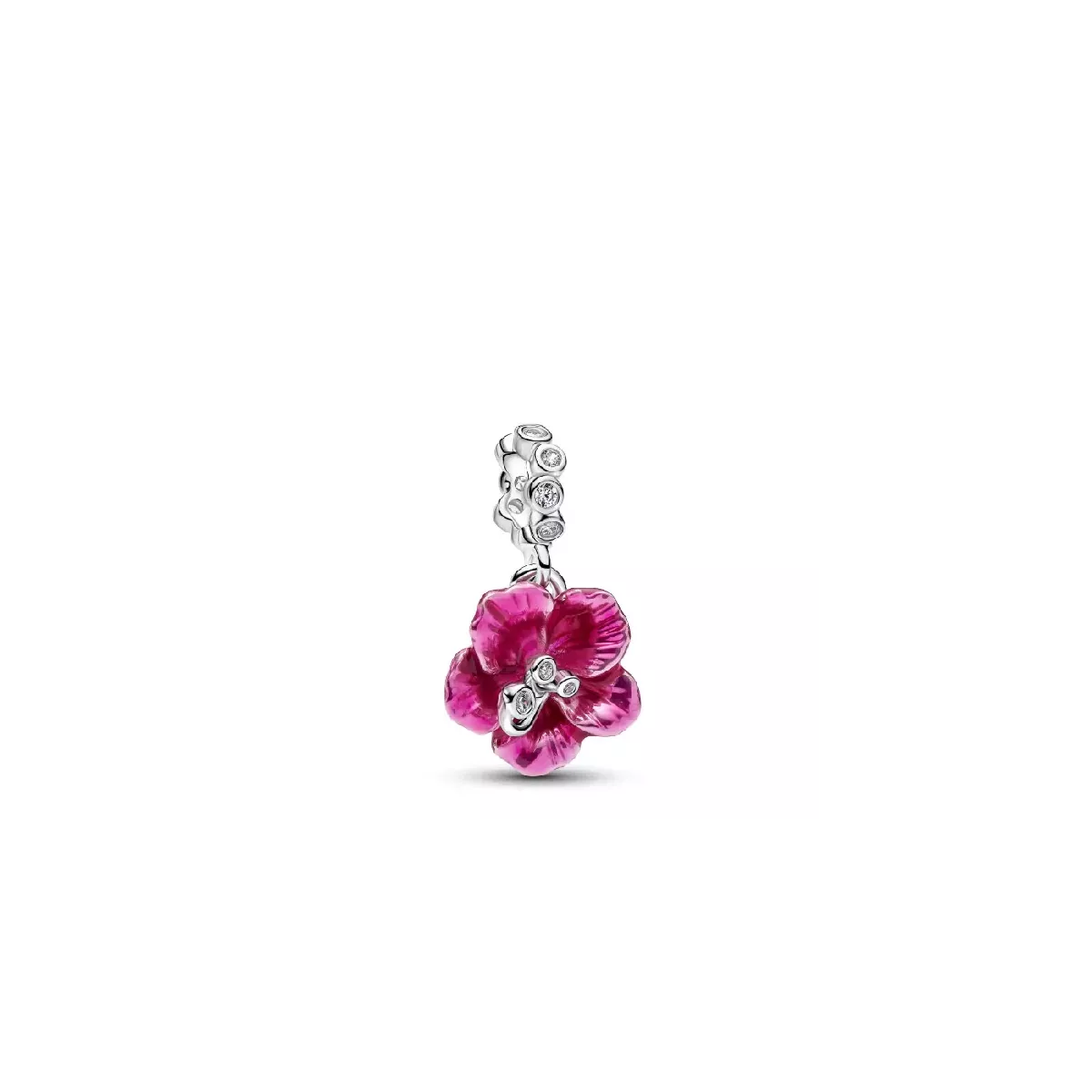Charm Pandora Hibiscus plata esmalt rosa zircon - 794698C01