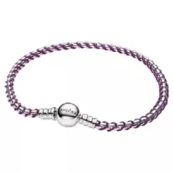 Polsera Pandora plata nylon lila - 593816C03