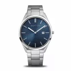 Reloj Bering esfera azul ultra slim cristal zafiro cadena acero - 17240-707