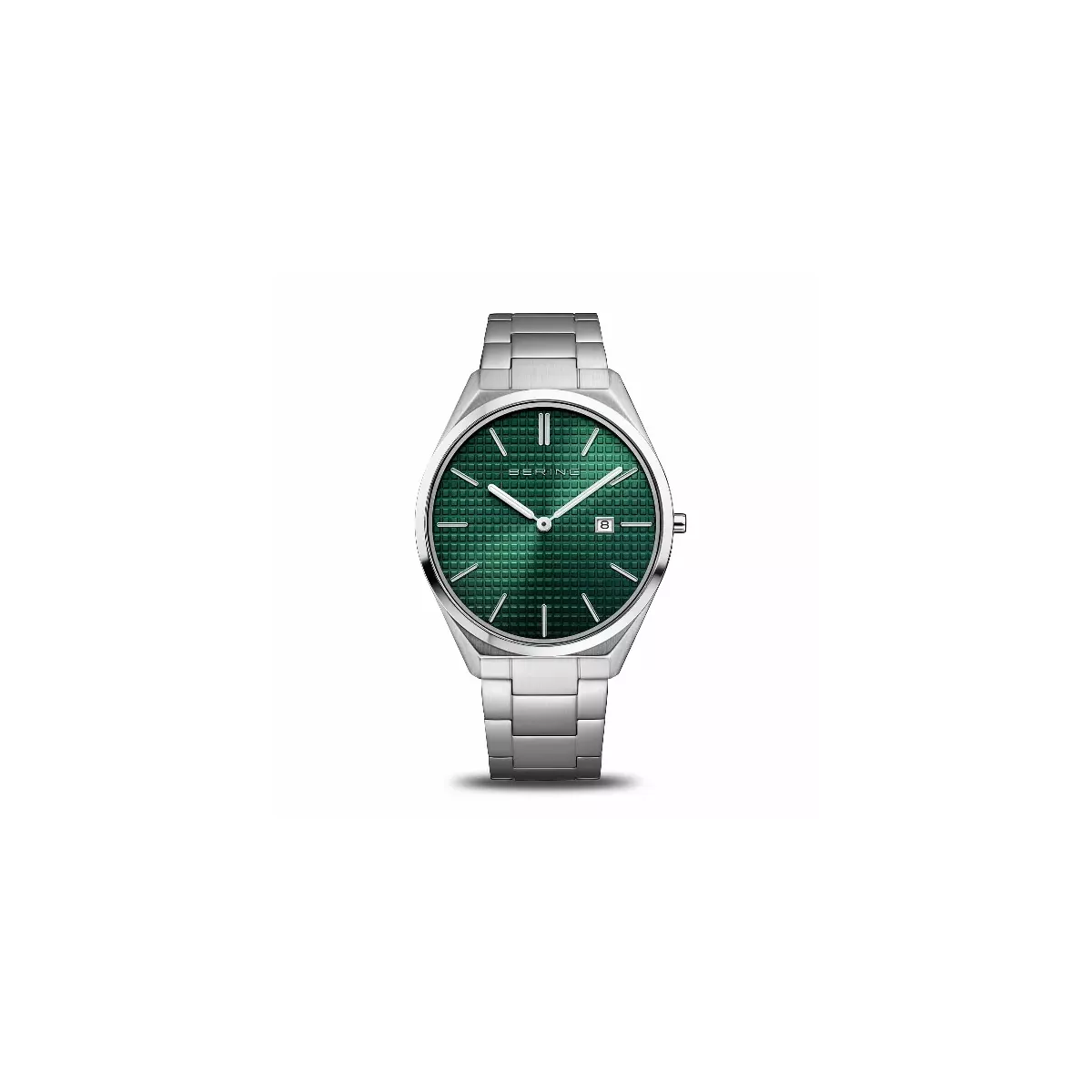 Reloj Bering ultra slim esfera verde cristal zafiro cadena acero - 17240-708