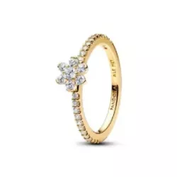 Anell Pandora plata 14k gold-plated flor zircon - 164499C01