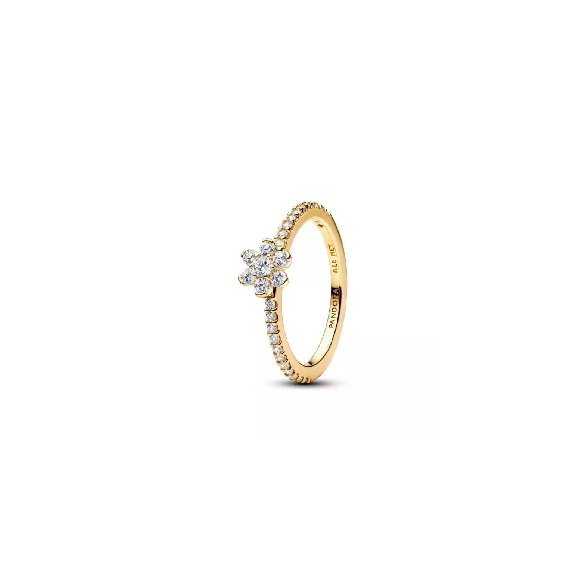 Anell Pandora plata 14k gold-plated flor zircon - 164499C01