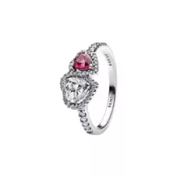 Anell Pandora plata zircon dos cors - 193662C01-54