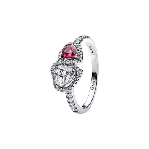Anell Pandora plata zircon dos cors - 193662C01-54